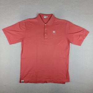 Peter Millar‎ Polo Shirt Mens XL Light Red White Geometric 100% Cotton